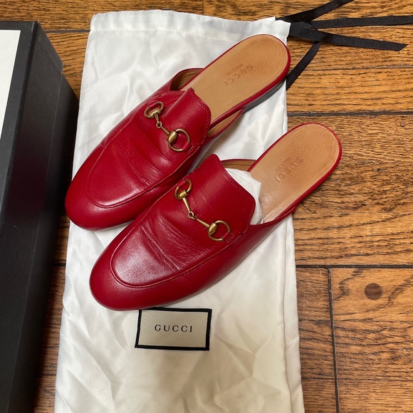 Gucci Horsebit RED Leather Loafer Slides Womens - Picture 4 of 5